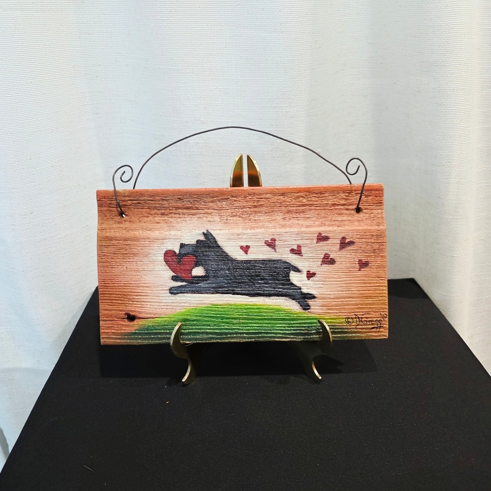 Handcrafted Scottie Valentine Terrier Dog Art Sign Plaque Wood Home Decor Rustic